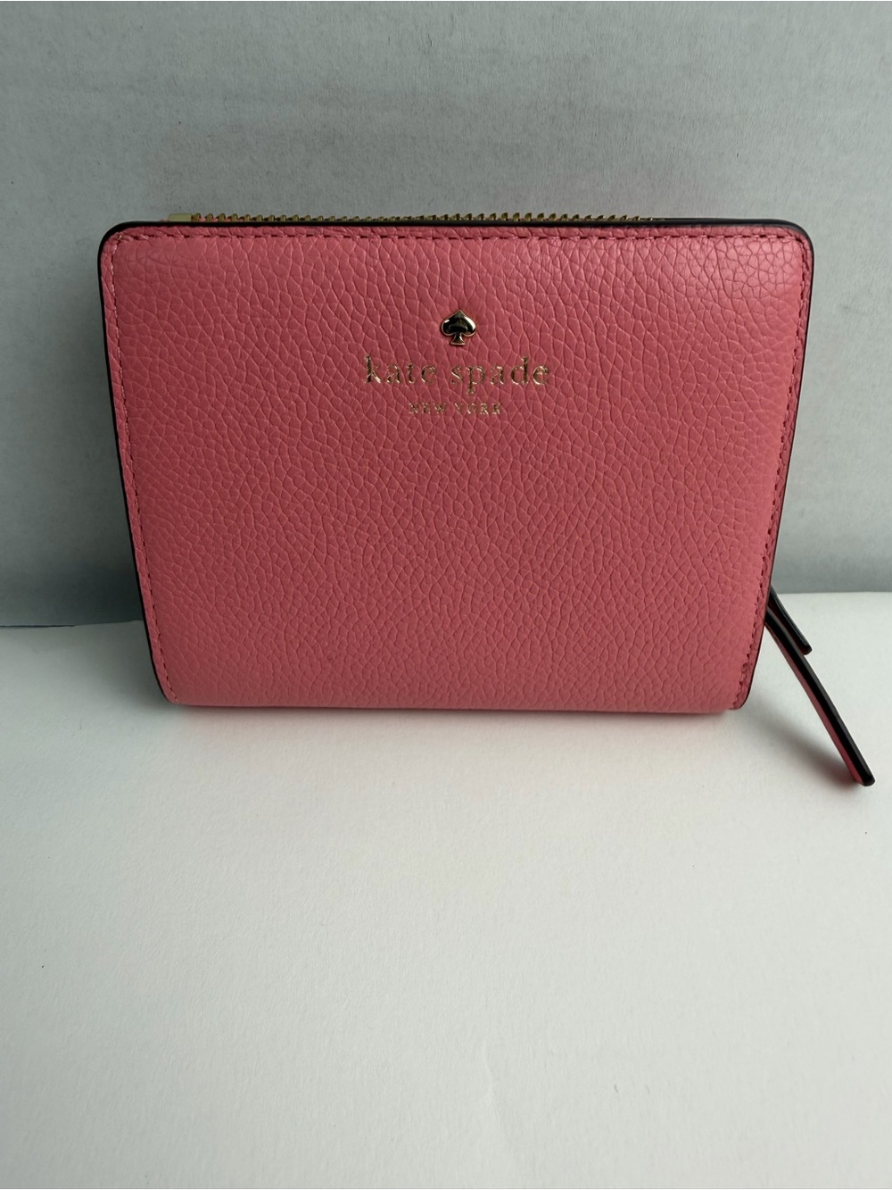 Kate Spade New York Pink Logo Zip Wallet w/ ID Window, Card Slots & Coin Pocket